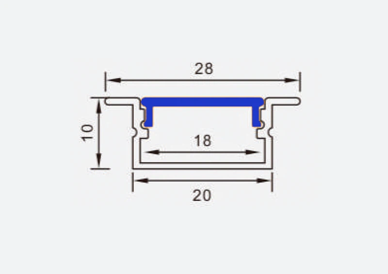 HM400 Wide Aluminum LED Profile drawing HM400 Wide Aluminum LED Profile drawing